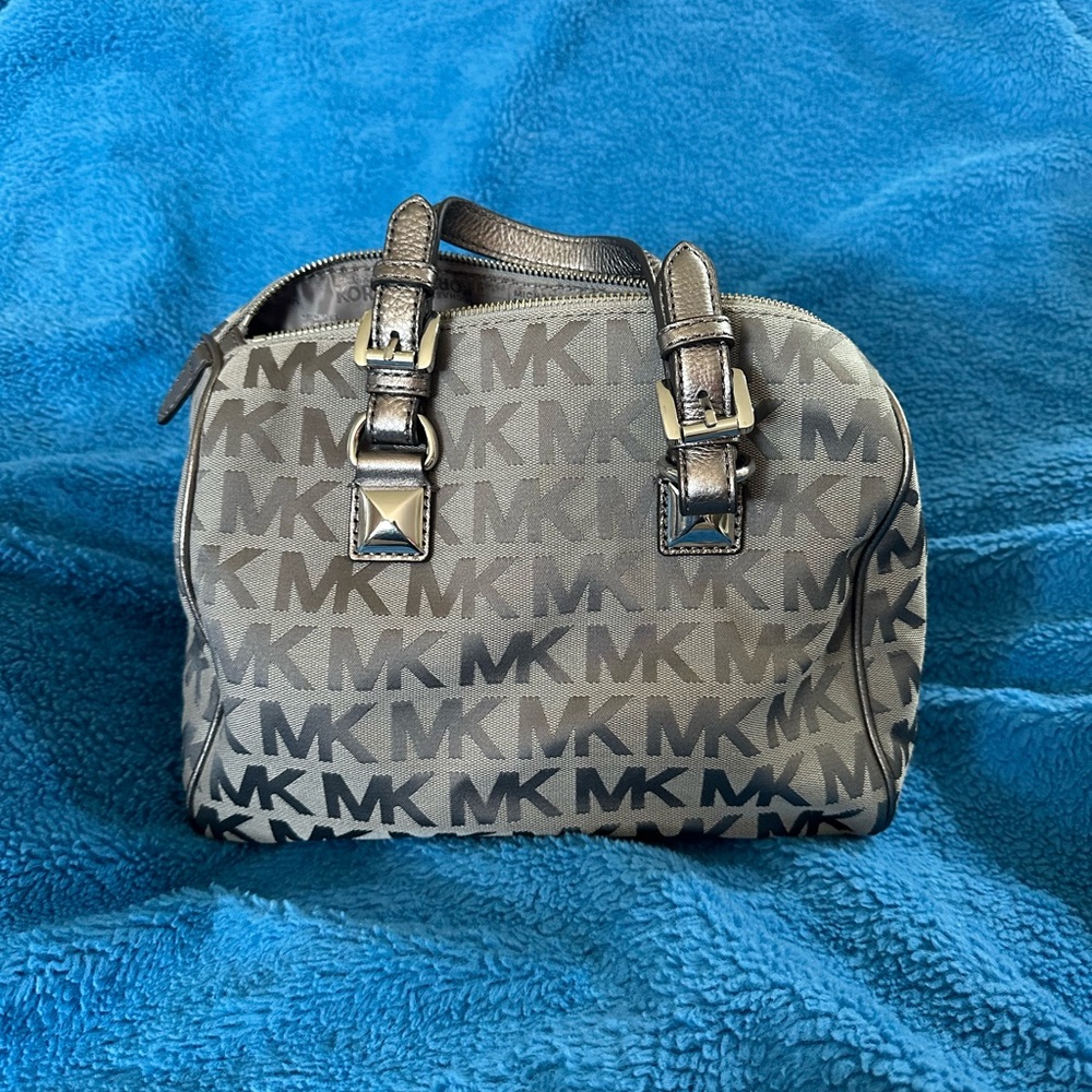 Michael Kors Black and Gray Signature Satchel